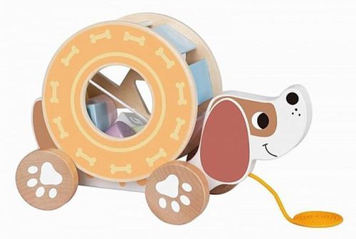 купить Игрушка каталка Tooky Toy TL033N Jucărie din lemn trage Câinele, 60666 в Кишинёве 