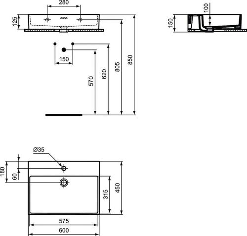 cumpără Lavoar Ideal Standard Atelier Extra 60x45cm (T388901) în Chișinău 