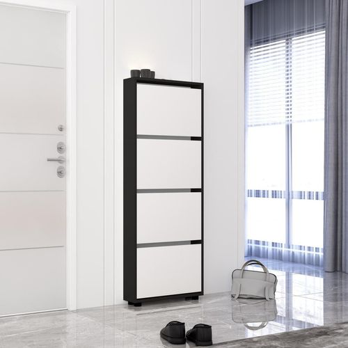 купить Полка для обуви Mobildor-Lux Leo Slim 100x16x164H cm Anthracite/White в Кишинёве 