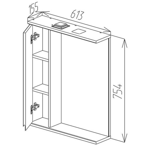 купить Зеркало для ванной Bayro Studio 600x750 левый белый мат в Кишинёве 
