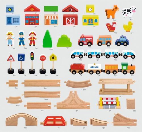 купить Игрушка Viga 50998 Train Set 90pcs в Кишинёве 