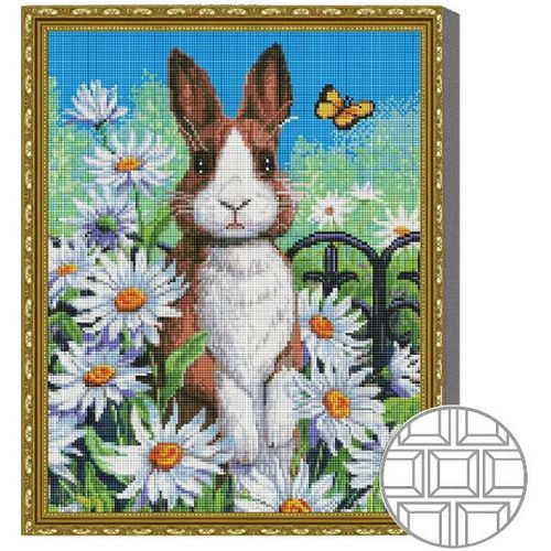 cumpără Tablou pe numere Art Gallery QB206166 Mozaic cu diamante patrate 40x50cm Iepuras printre romanite în Chișinău 