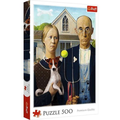 купить Головоломка Trefl 37526 Puzzles 500 American Gothic: Dog Edition в Кишинёве 
