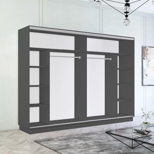 cumpără Dulap Mobildor-Lux Fox uși glisante din oglinzi (300x60x220H cm) Anthracite în Chișinău 