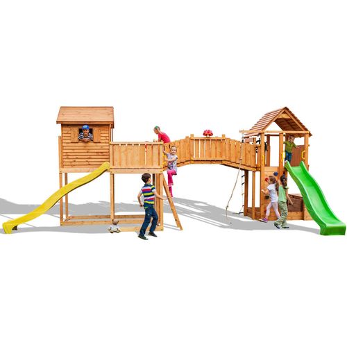купить Детская площадка Fungoo Maxi Set SIZED PLAZA (My_Side Fortress Toybox Rainbow) teak painted в Кишинёве 