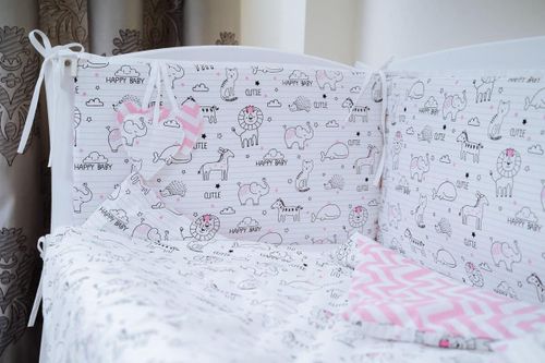 купить Детское постельное белье PernaMea Set lenjerie 5 piese Junior Happy Baby Roz (PM.101649/2) в Кишинёве 