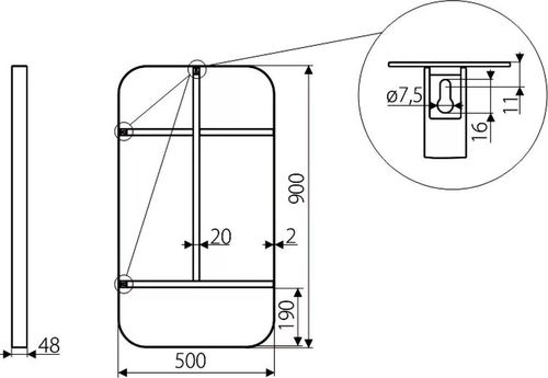 купить Зеркало Gamet SR49-500-900-L2-K1 GT/1buc Rama cu oglinda в Кишинёве 
