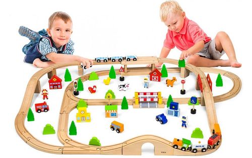 купить Игрушка Viga 50998 Train Set 90pcs в Кишинёве 