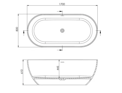 cumpără Cadă de baie Dremex SENSE 1700x800x610 (piatra compozit) în Chișinău 