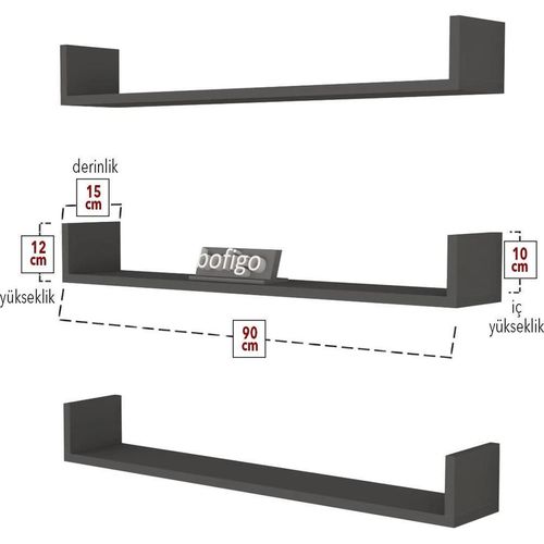 купить Полка декоративная Bofigo Комплект навесных полок 13-90-08 Anthracite в Кишинёве 