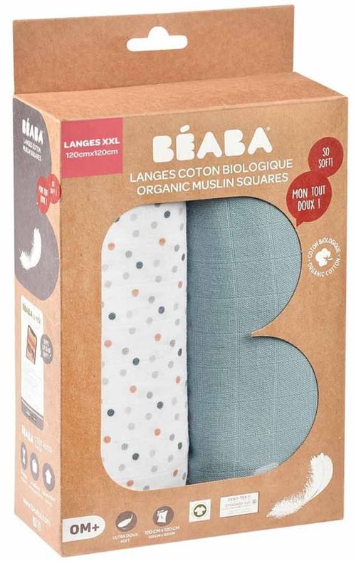 cumpără Accesoriu pentru înfășat Beaba B920392 Set 2 Museline bumbac 120x120 cm în Chișinău 
