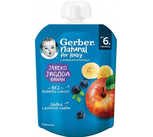 Пюре Gerber Яблоко, черника и банан (6+ мес) 80 г 