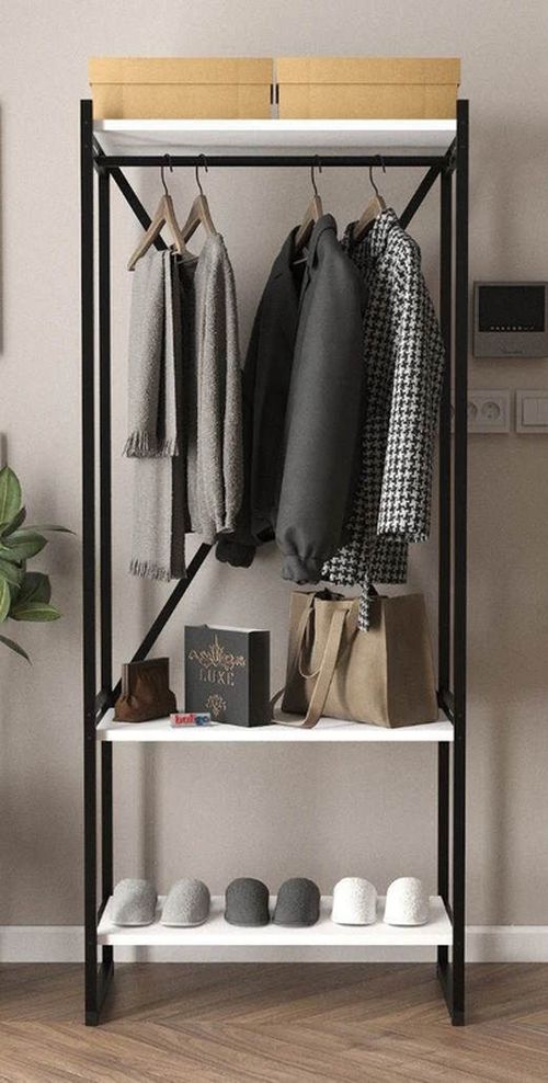 купить Вешалка для одежды Nex Home Прихожая, 66x35x160 см, Белый (21-15-01) в Кишинёве 