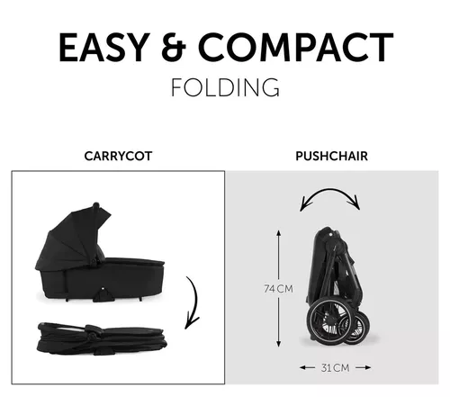 купить Детская коляска Hauck Carucior 2in1 Walk N Care Air Set Black в Кишинёве 