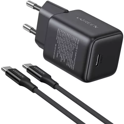 cumpără Încărcător cu fir Ugreen 65012, Wall Charger GaN with Сable Type-C, 1*Type-C, 30W QC4.0, X513, Black în Chișinău 
