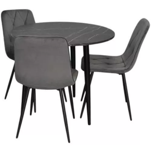 купить Комплект стол и стулья Evelin di Costacurta cтол DT-404-6B + 3 стула YTC-080B Bluvel-14 (Dark grey) в Кишинёве 