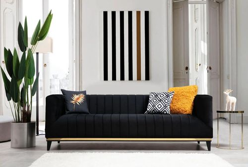 купить Диван Trendy Bellino Negru, 89x75x222cm (3 locuri) в Кишинёве 
