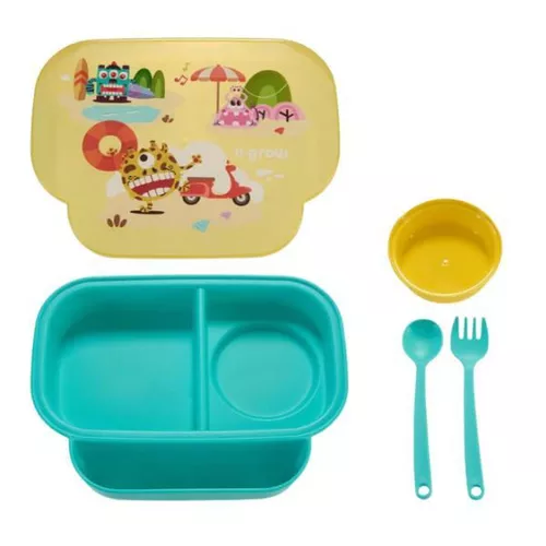 купить Посуда для кормления U-Grow A-1420BL Caserolă 3 în 1 cu linguriță, furculiță și capac, albastră в Кишинёве 