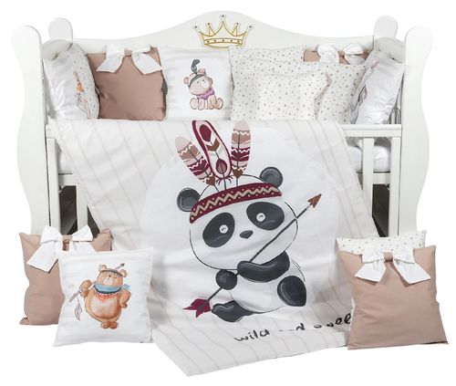 cumpără Lenjerie de pat pentru copii PernaMea Set lenjerie 8 piese Premium Panda (PM.105896/2) în Chișinău 