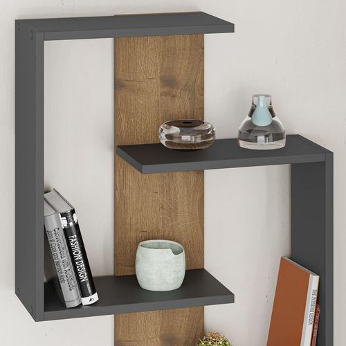 купить Полка декоративная Trendy Paranoid-antracit, stejar inchis 64x85x22cm (GTR005358) в Кишинёве 
