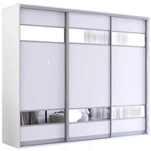 купить Шкаф Mobildor-Lux Раздвижные двери Fox из ДСП с зеркальными элементами (270x60x230H см) Белый в Кишинёве 