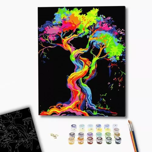 купить Картина по номерам BrushMe BSB0028FC 40x50сm (pânză neagră/fără cutie) Copacul viselor в Кишинёве 
