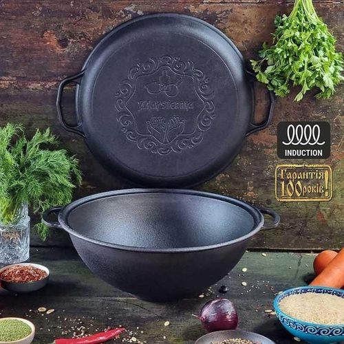 купить Казан Rishtan Ceramic Uzbec WOK 8L cu capac, fonta в Кишинёве 