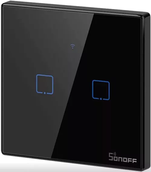купить Выключатель электрический Sonoff Wi-Fi Smart Touch Wall Switch TX Series 2-Gang (Neutral Wire), Black в Кишинёве 