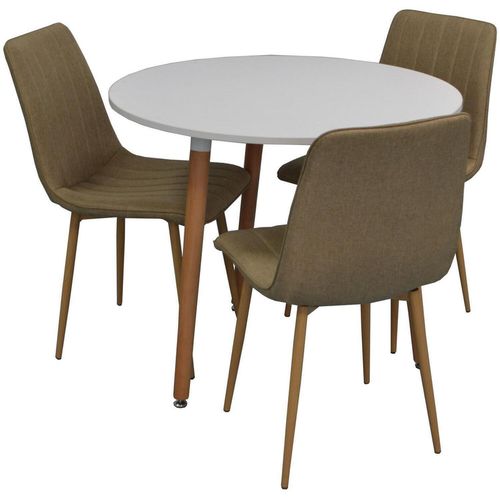 cumpără Set masă și scaune Evelin di Costacurta стол DT-404-1 + 3 стула XR-154WO Beige9 (rogojca) (3544) în Chișinău 