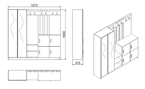 cumpără Mobilă pentru antreu Trendy DD9-AW, 187x180x37cm (GTR001401) în Chișinău 