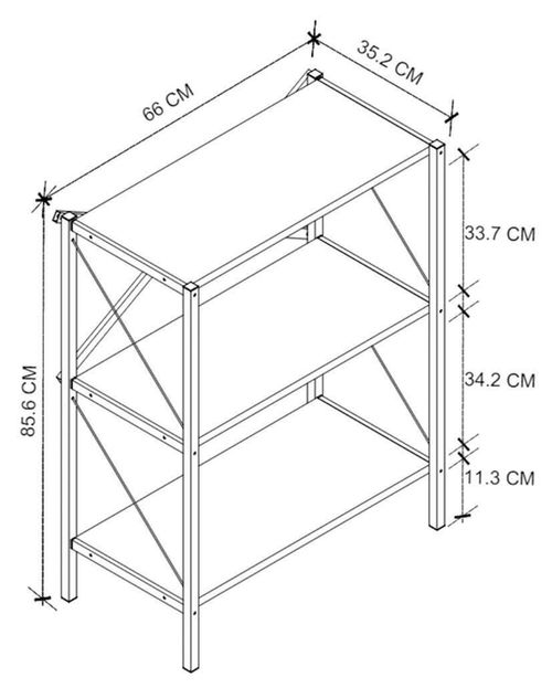 cumpără Etajeră Nex Home Biblioteca, 3 compartimente, 66x35x85 cm, Stejar (15-05-02) în Chișinău 