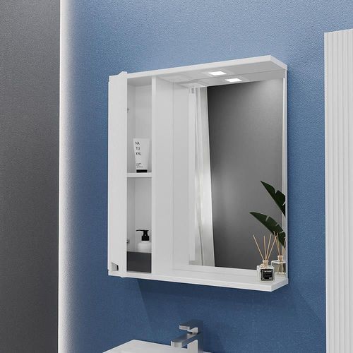 купить Зеркало для ванной Bayro Positano 700x750 левый, белый мат в Кишинёве 