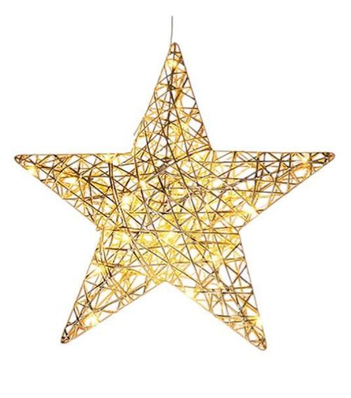 купить Световая фигура Promstore 40289 Figurina luminoasa Stea 30LED 40cm, 2xAA timer, aurie в Кишинёве 