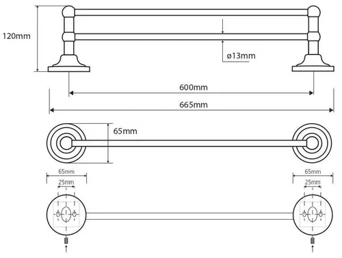cumpără Suport prosop Bemeta Retro, portprosop dublu L-600mm 144104057 în Chișinău 
