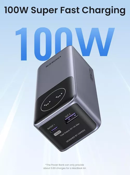 купить Аккумулятор внешний USB (Powerbank) Ugreen 35526B Nexode Flight Approved 12000mAh, Grey в Кишинёве 