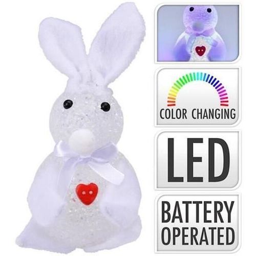 купить Декор Promstore 18417 Сувенир LED Кролик с сердцем 15cm, белый, меняющий цвет в Кишинёве 