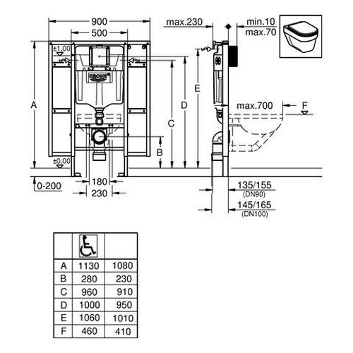 Инсталляция для унитаза 90*6,5*113см Grohe Rapid SL 