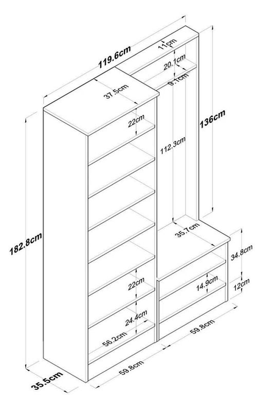 cumpără Mobilă pentru antreu Trendy P6-M11-2389, 119x182x37cm (GTR001422) în Chișinău 