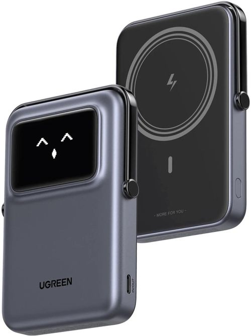 cumpără Acumulator extern USB (Powerbank) Ugreen 45327, Uno Series Magnetic Wireless with Kickstand 10000mAh, 7.5/20W, Space Gray în Chișinău 