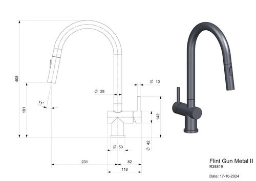 купить Смеситель кухонный Reginox R38819 Flint Gun Metal II в Кишинёве 