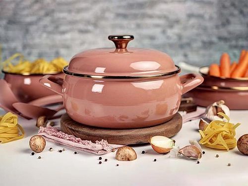 cumpără Cratiță Metalac 57056 Cratita emailata Mocha Mousse 18cm, 2.5L, capac din metal în Chișinău 