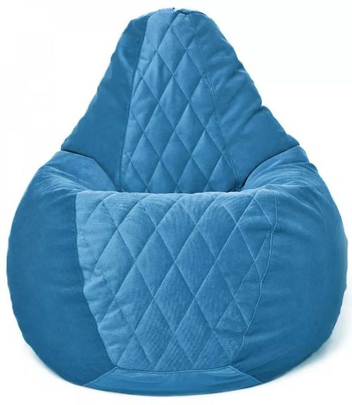 купить Кресло-мешок BeanBag BM6151, Кресло Груша из велюра Maserrati "Romb", XXL, голубой в Кишинёве 