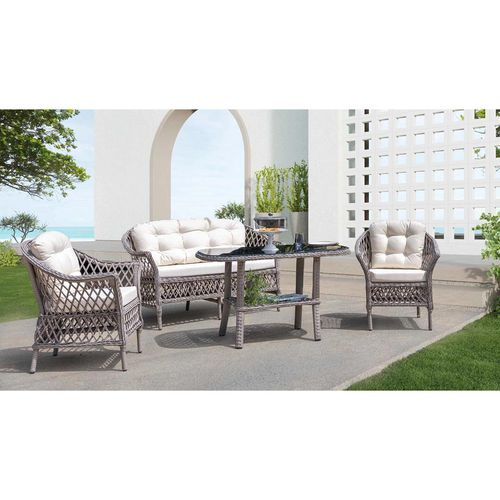 купить Садовая мебель SunYard Set Dora 111 alb-suriu (perne - sure) в Кишинёве 