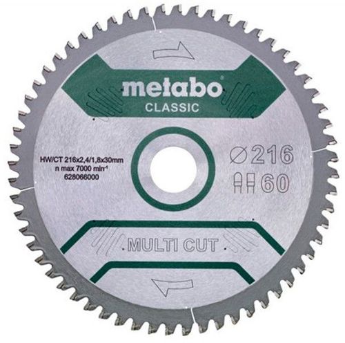 купить Диск отрезной Metabo 628066000 Pânza ferastrau circular Multi CUT universal HW/CT 216x30, Z60 FZ/TZ в Кишинёве 