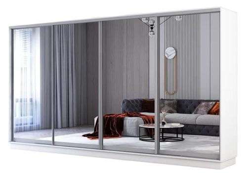 купить Шкаф Mobildor-Lux Fox uși glisante din oglinzi (370x60x220H cm) Alb в Кишинёве 