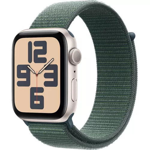 cumpără Ceas inteligent Apple Watch SE 2024 GPS 44mm Starlight Aluminium Case with Lake Green Sport Loop MXEW3 în Chișinău 