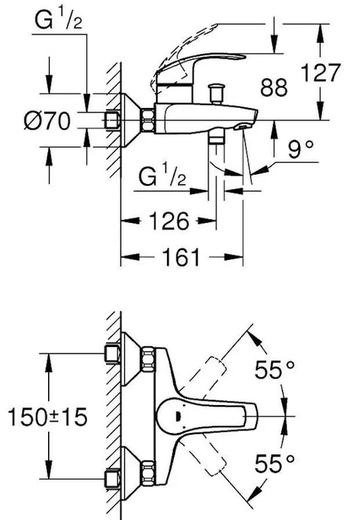 cumpără Baterie pentru cadă Grohe Eurosmart OHM cada 33300002 în Chișinău 