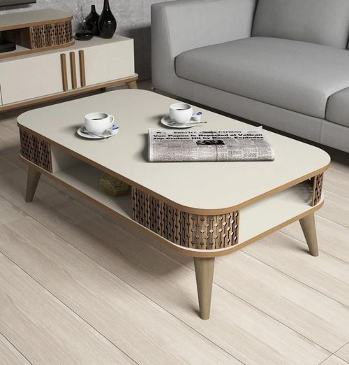 купить Журнальный столик Trendy Эйлюль, кремовый 105x34x60 см в Кишинёве 