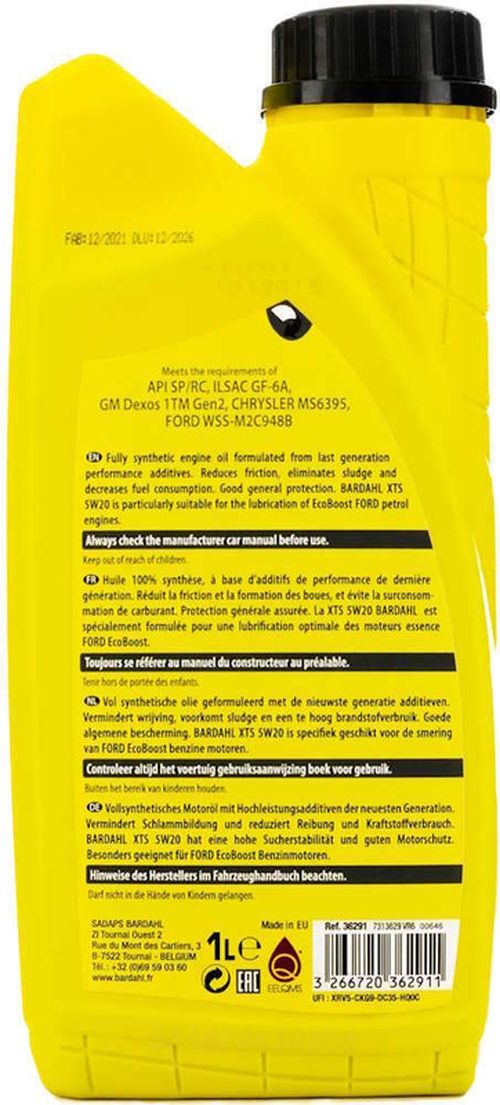 купить Масло Bardahl 5W20 XTS 1л GM FORD (36291) в Кишинёве 