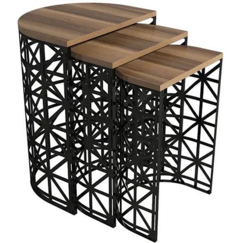 cumpără Măsuţă cafea Trendy Stil Metal Ferforje, Nuc, masa de cuibarit (3 bucati) în Chișinău 